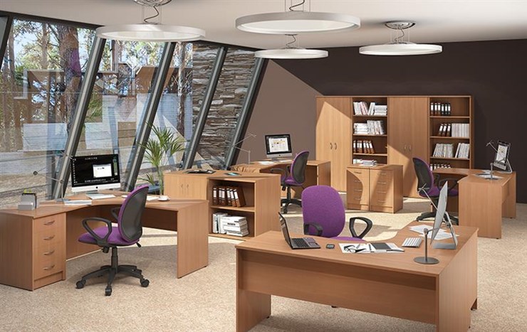 Офисный комплект мебели IMAGO три стола, 2 шкафа, стеллаж, тумба в Саратове - изображение 2